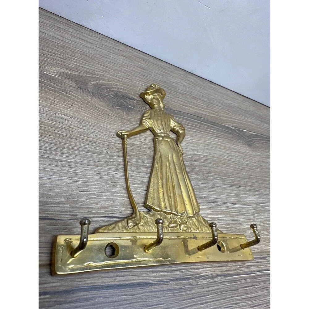 Solid Brass Victorian Lady Golfer 4-Hook Key Rack, Upper Deck LTD Decor 6